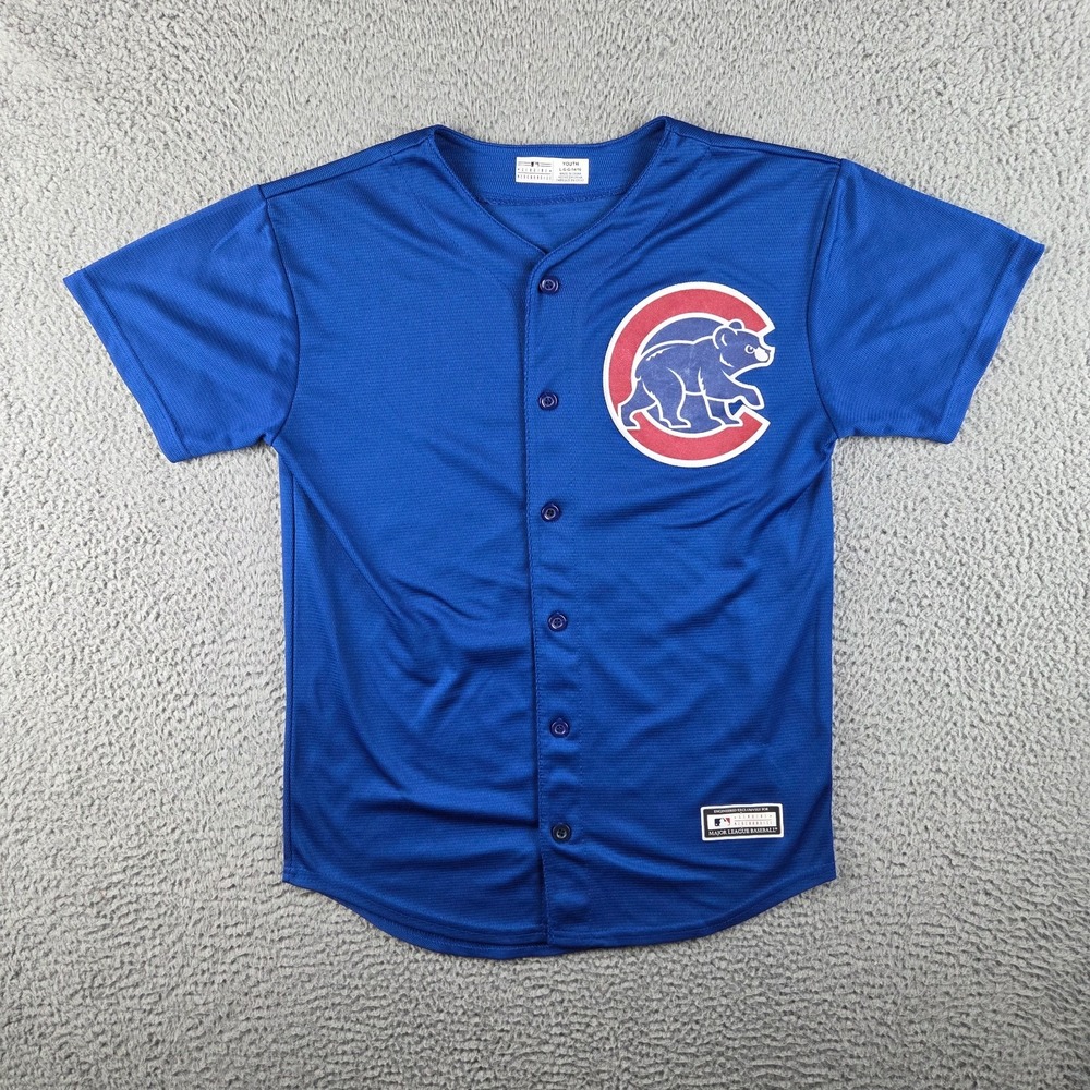 MLB Chicago Cubs Javier Baez #9 Blue Youth Jersey T Shirt Large (14/16)